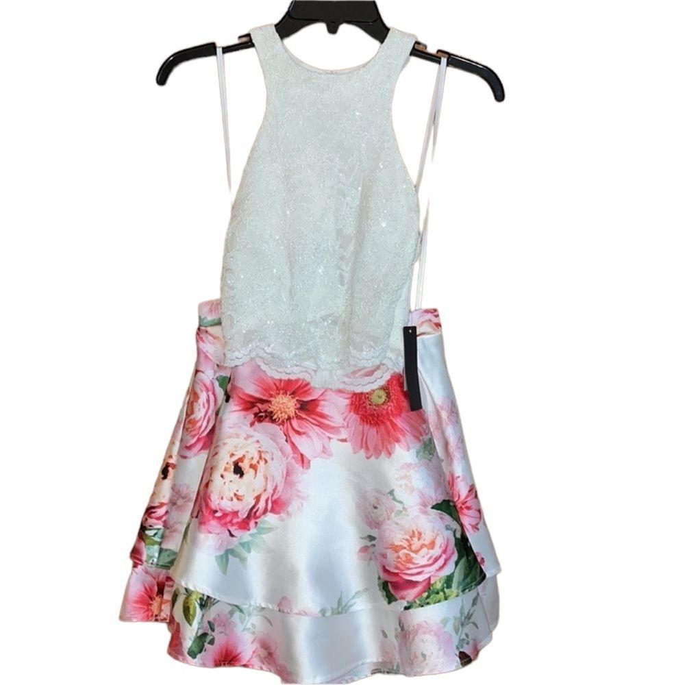 •JODI KRISTOPHER• NWT formal occasion 2/piece size 1 PINK/WHT FORLAL - Picture 1 of 12